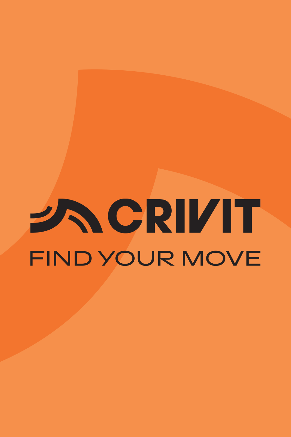 Λογότυπο αθλητικών ειδών με το σύνθημα «Βρες την κίνησή σου» σε πορτοκαλί φόντο.